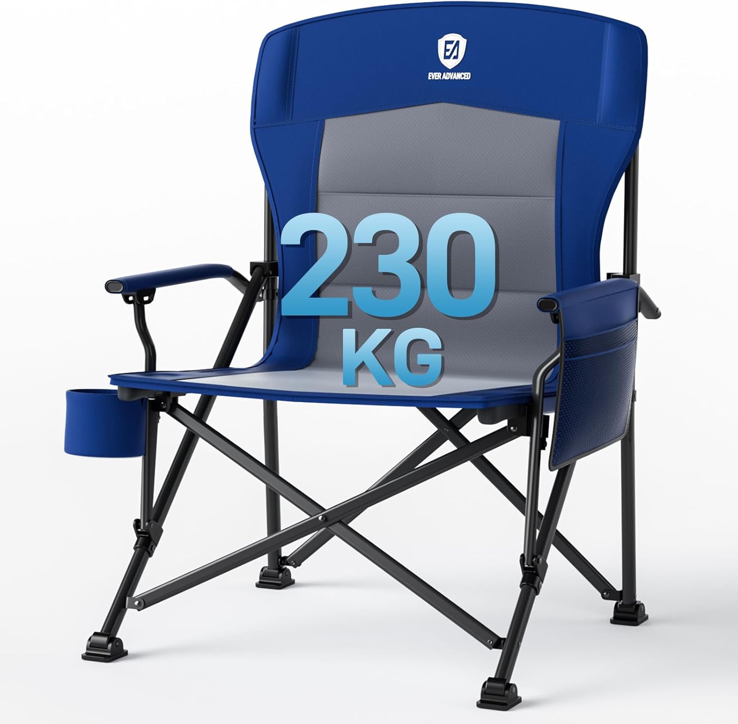 Oversized Folding Camping Chair 230kg Heavy Duty Blue