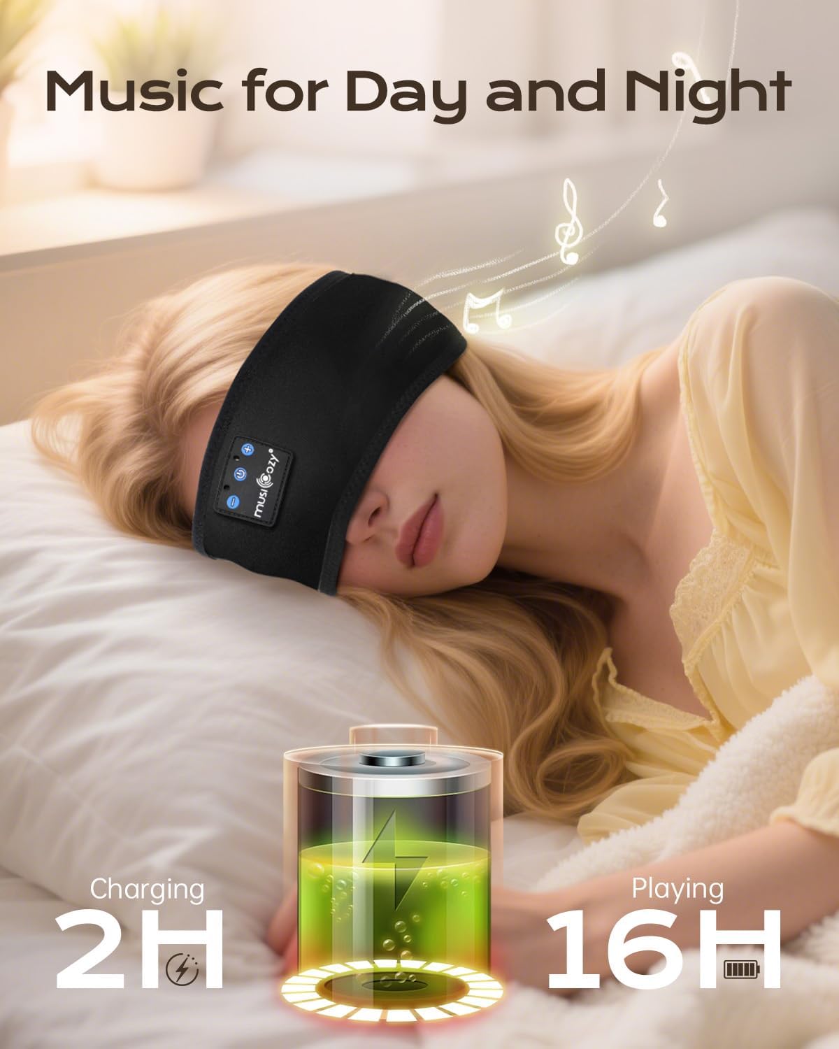 Sleep Headband Bluetooth Headphones Ultra Thin Speakers 16 Hour