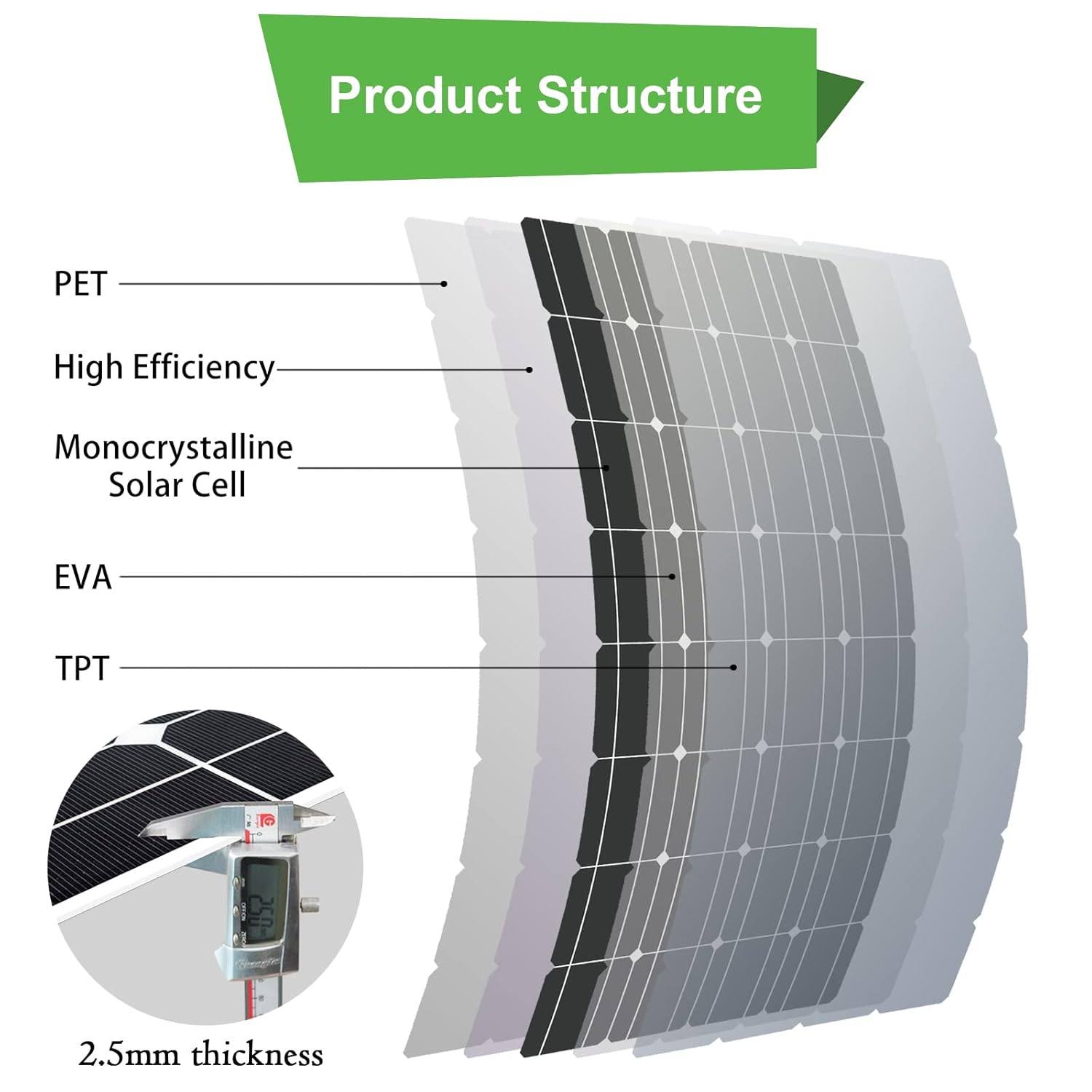 100W Flexible Solar Panel 12V Waterproof RV Boat Caravan Roof