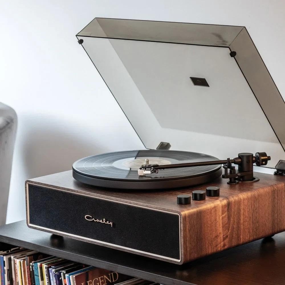 Bluetooth Vinyl Record Player with 60W Speakers Walnut