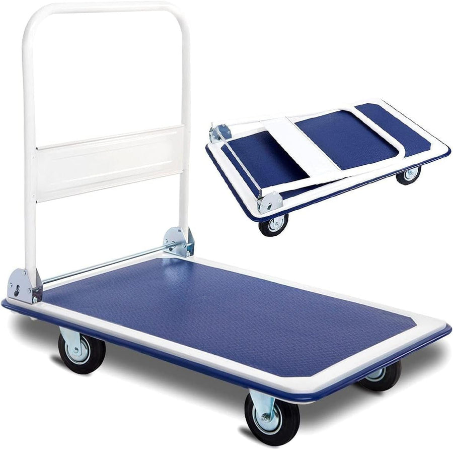 Heavy Duty Folding Platform Trolley 300KG Flatbed Cart Blue