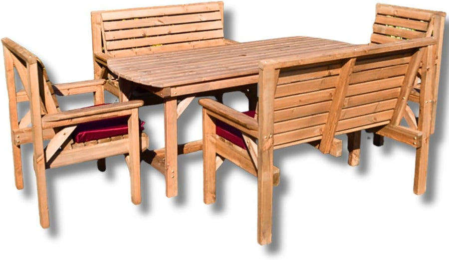 6FT Wooden Garden Dining Set Table 2 Benches & 2 Chairs