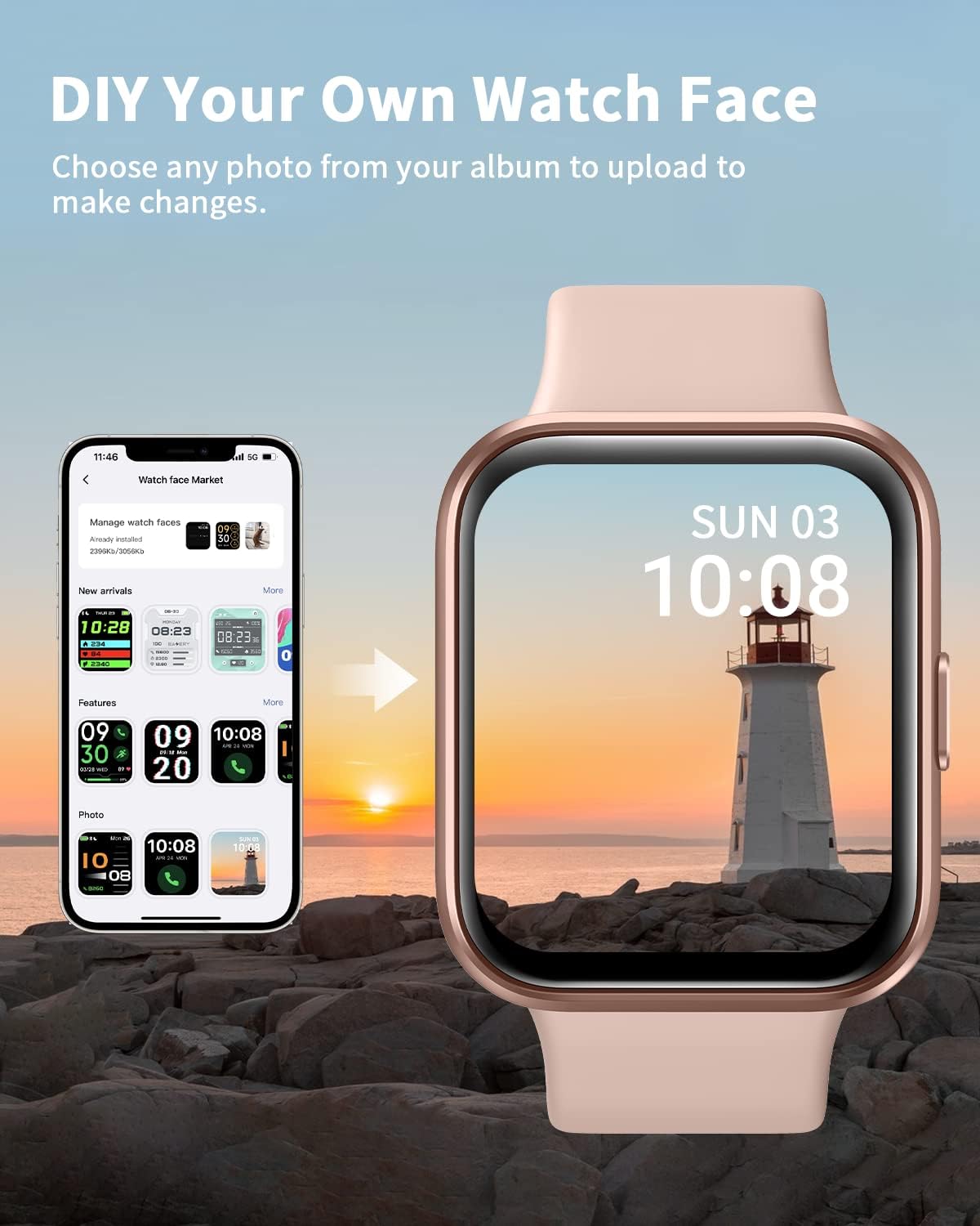 Women Smart Watch Bluetooth Calling Alexa 120 Sports Waterproof