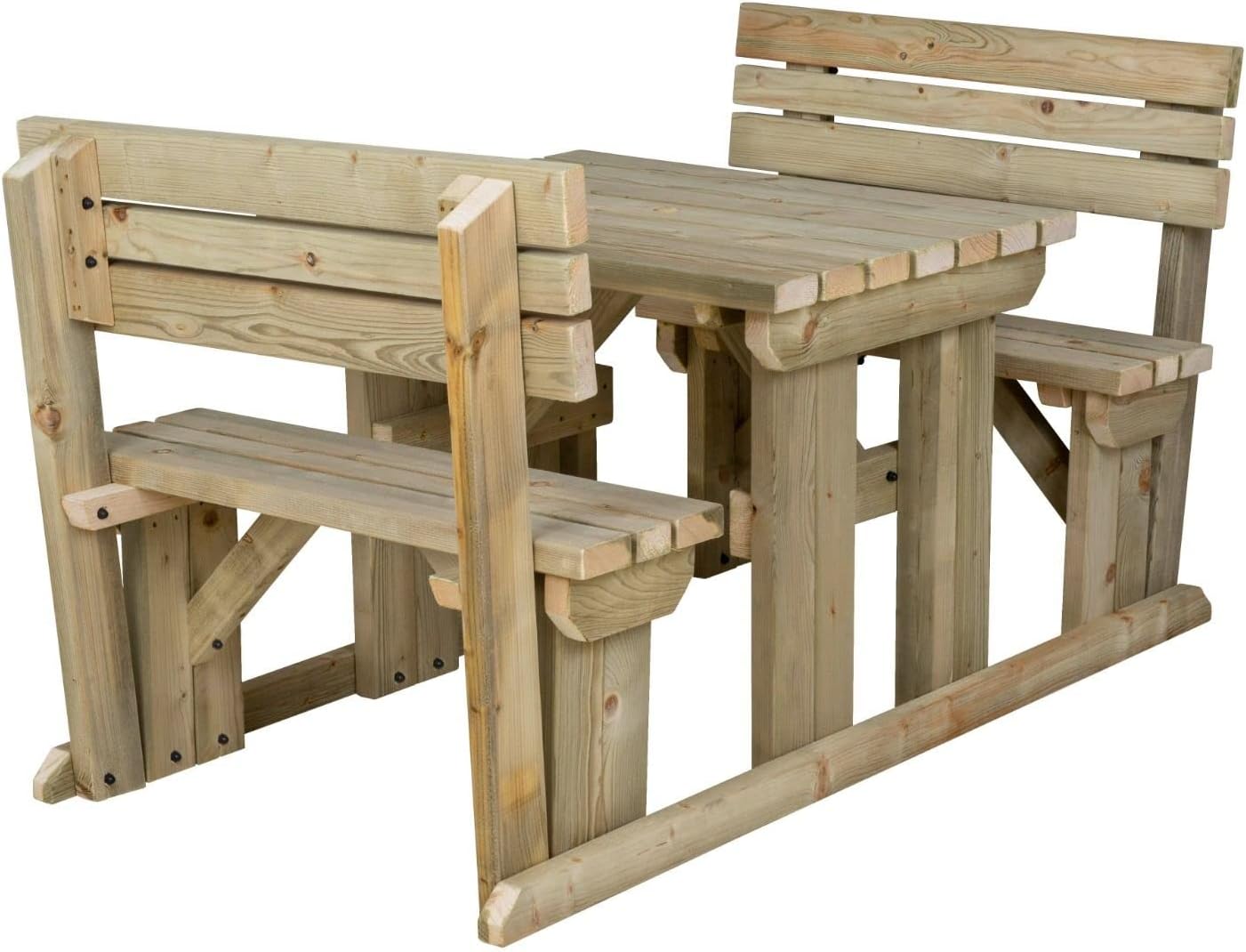 4 Seater Wooden Picnic Table with Backrest Garden Patio Set