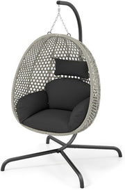 Swing Egg Chair with Stand Cushion Head Pillow Black