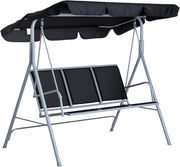 3 Seater Garden Swing Chair with Canopy Black