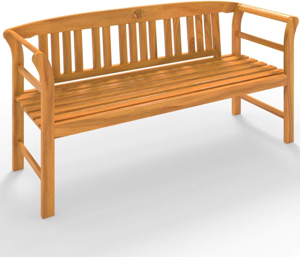 3 Seater Wooden Garden Bench 158cm Eucalyptus Outdoor Patio Seat