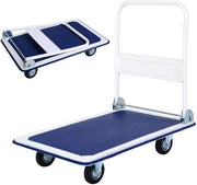 Blue White Folding Platform Trolley 300KG Push Cart