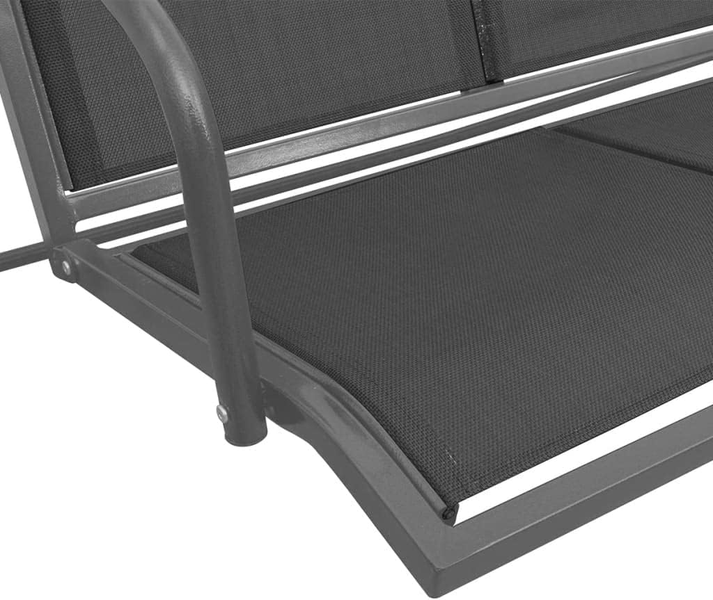 3 Seater Garden Swing Bench Black Adjustable Canopy