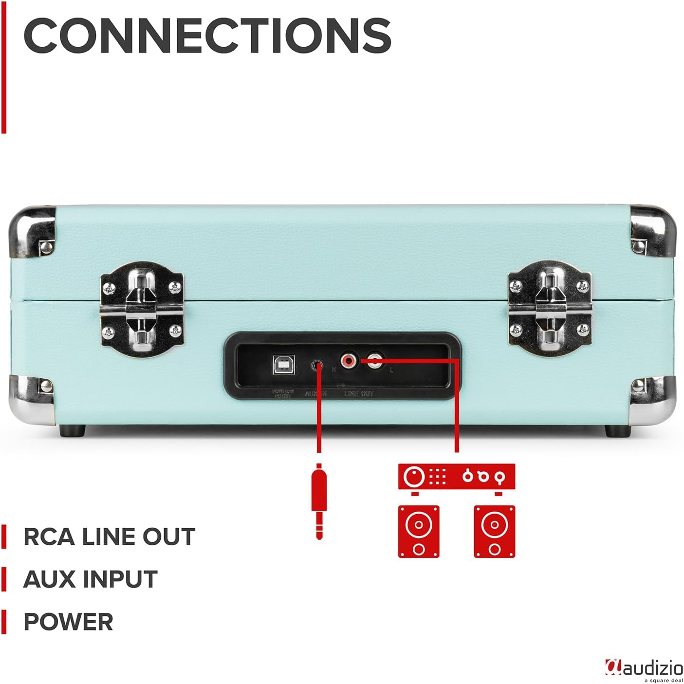 Portable 3-Speed Vinyl Record Player with Built-In Speakers & USB