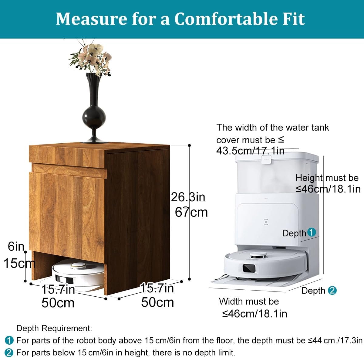 Robot Vacuum Storage Cabinet Side Table Hidden Organizer Door Shelf