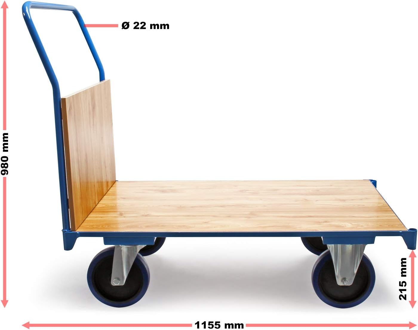 600KG Platform Transport Trolley 100x60cm Brake Wheels