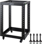 15U Open Frame Server Rack with Wheels 19 Inch Heavy Duty