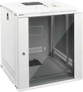 12U Wall Mount Server Cabinet 450mm Glass Door White