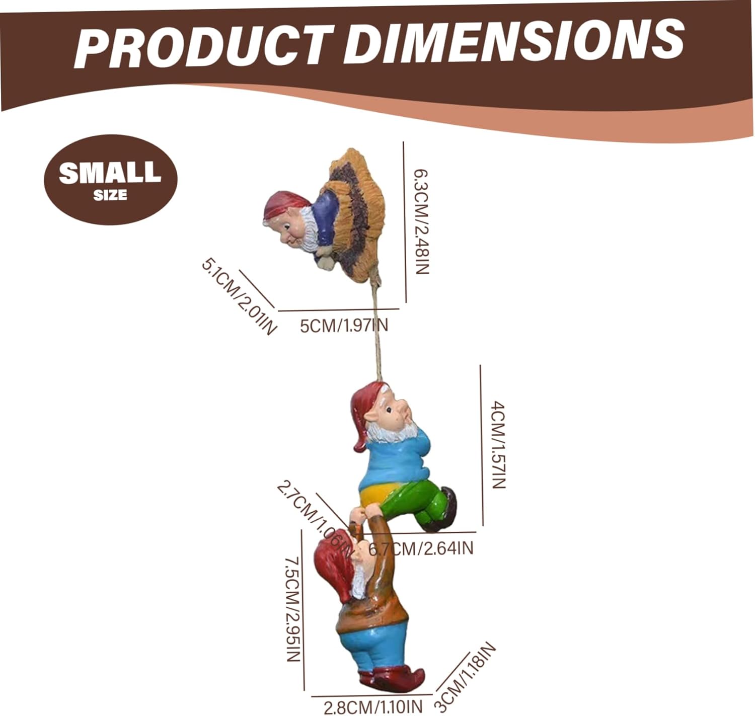 3Pcs Climbing Gnomes Resin Hanging Rope Garden Decor Set