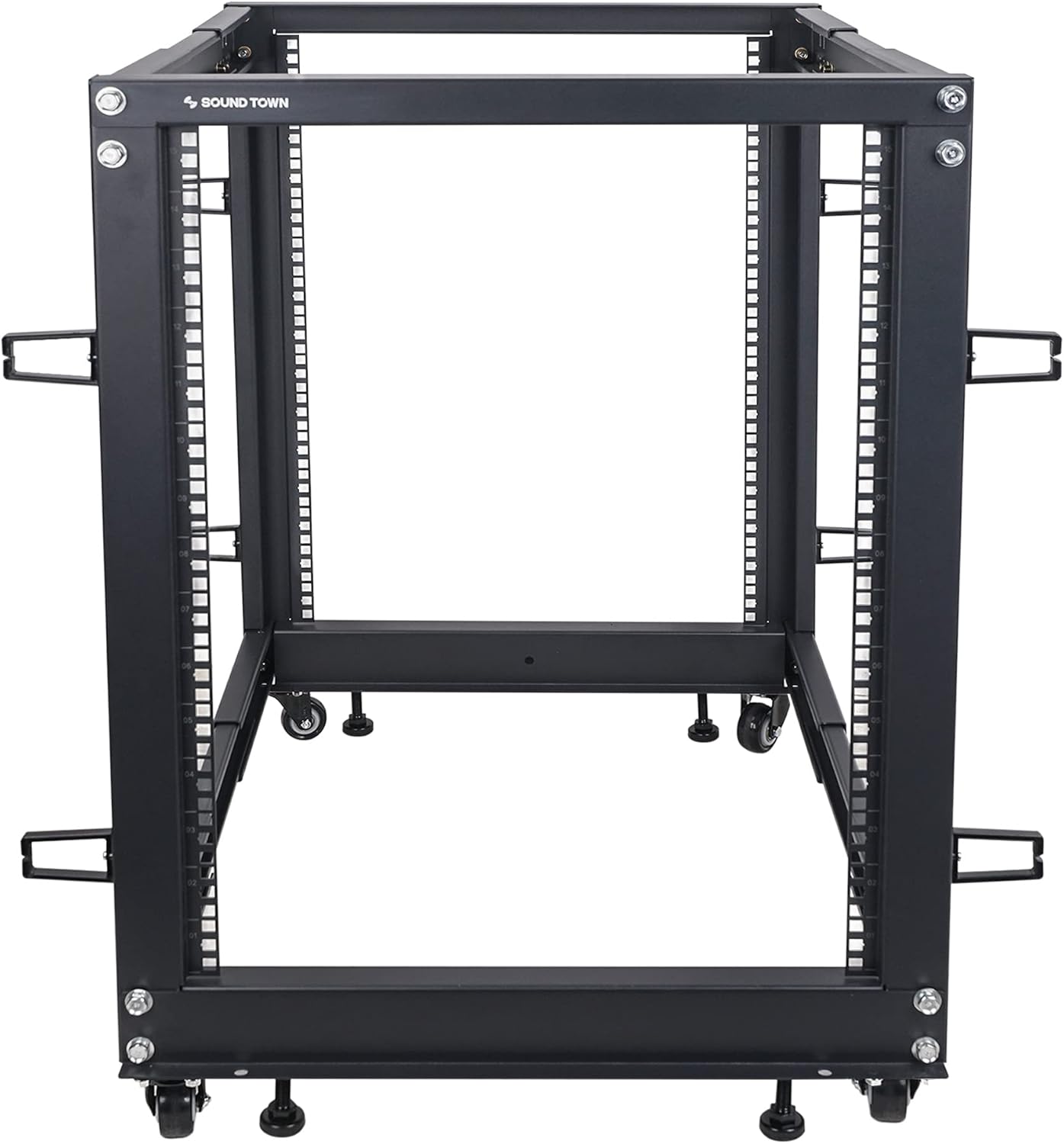 15U Adjustable 4 Post IT & Network Rack with Wheels