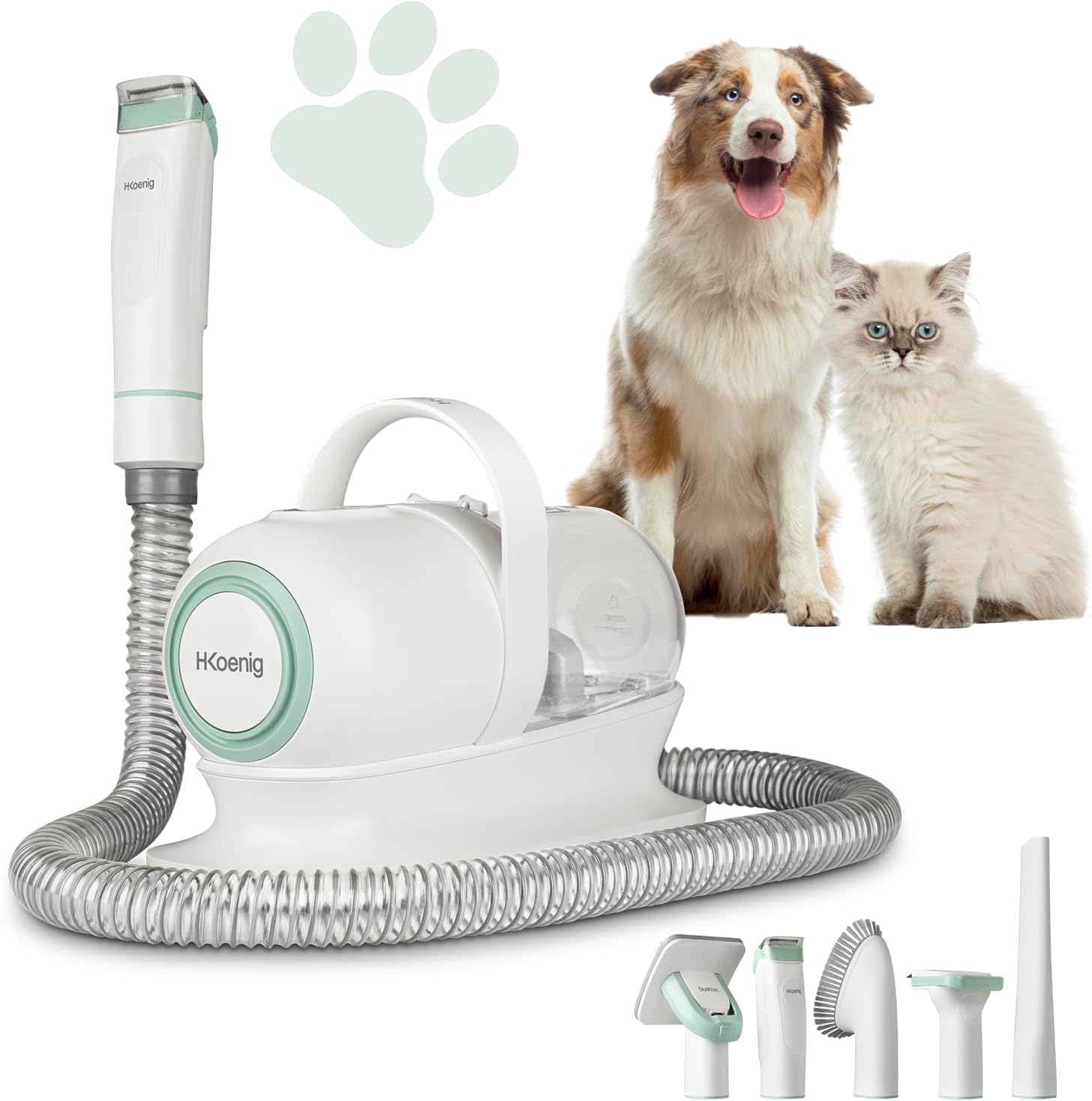 Dog Cat Grooming Vacuum Kit 1L 9 Tool Clippers 3 Speed White