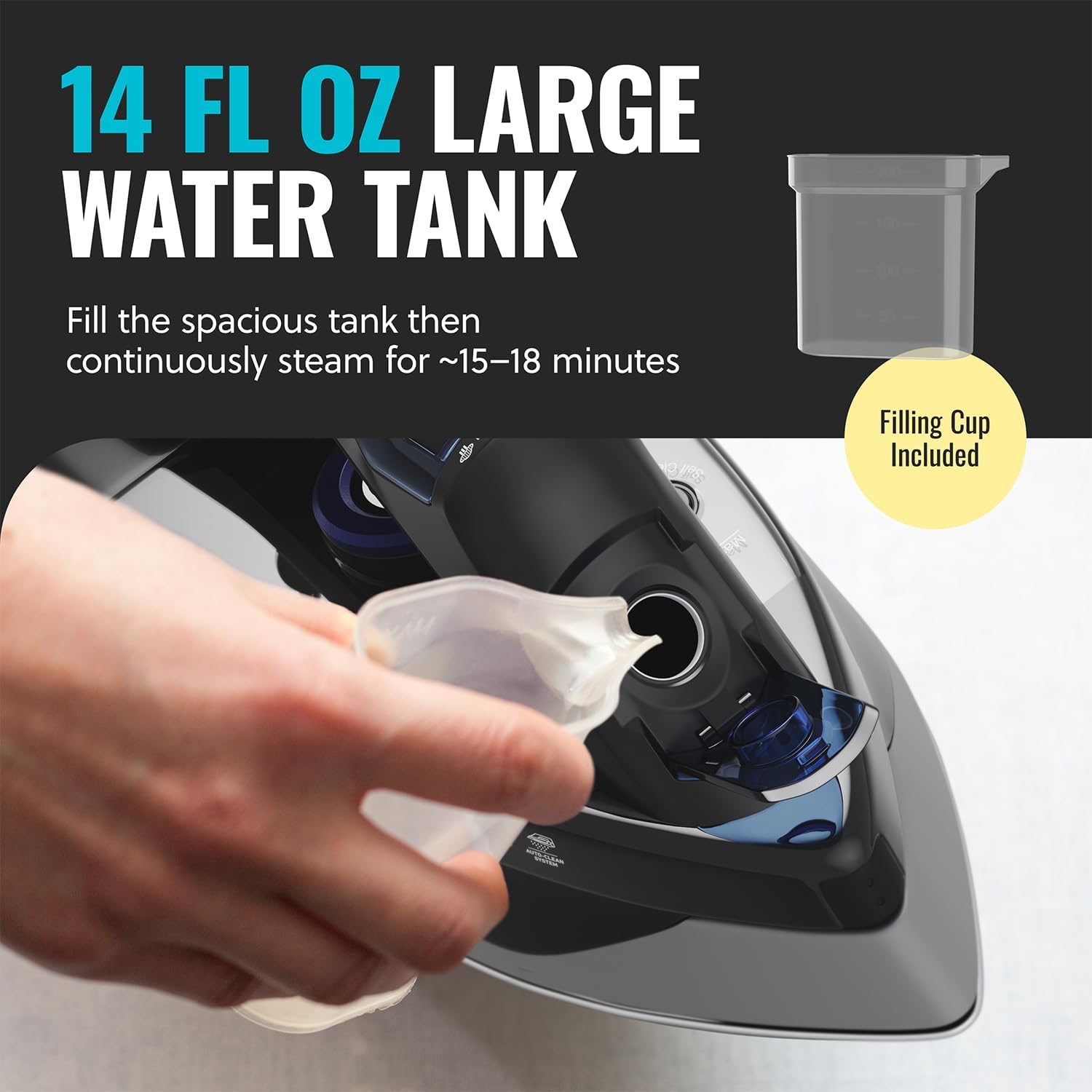 Powerful Steam Iron 3050W Stainless Soleplate Self Clean Auto Shutoff