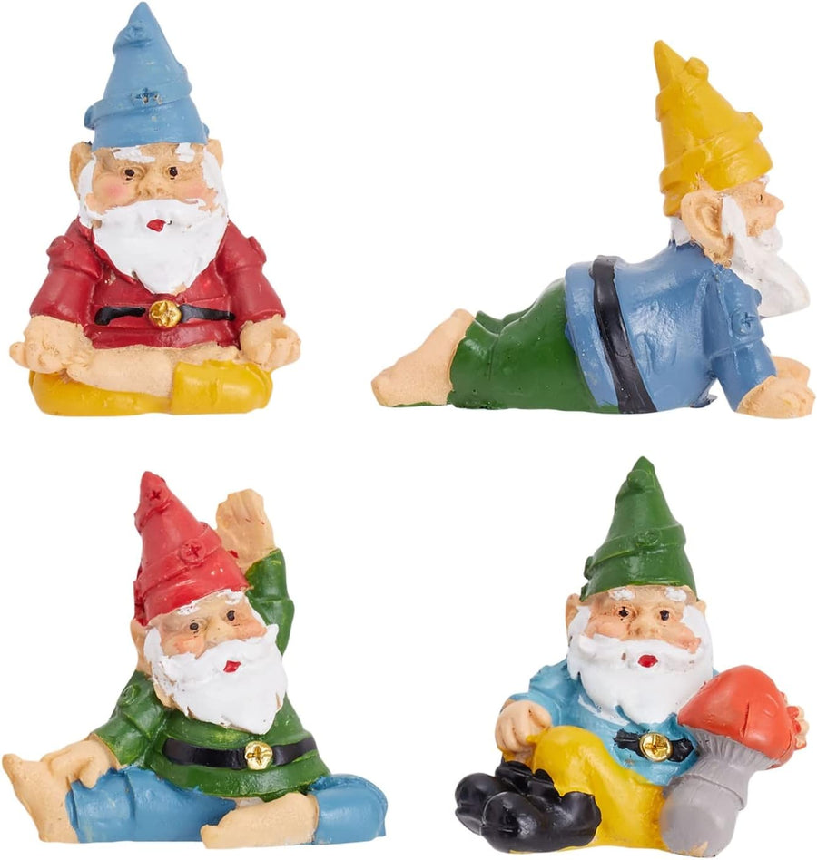 4Pcs Mini Yoga Garden Gnomes Resin Fairy Pot Decor Set