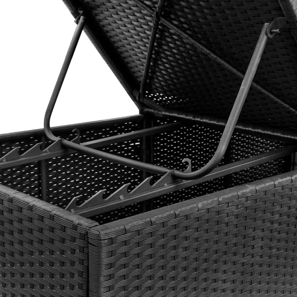 Rattan Sun Lounger with Cream Cushion Black Recliner