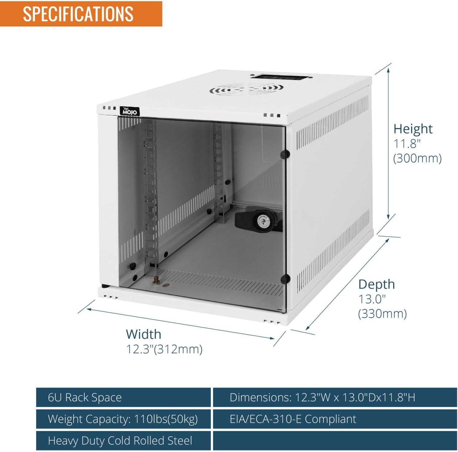 6U 10 Inch Wall Mount Network Cabinet White