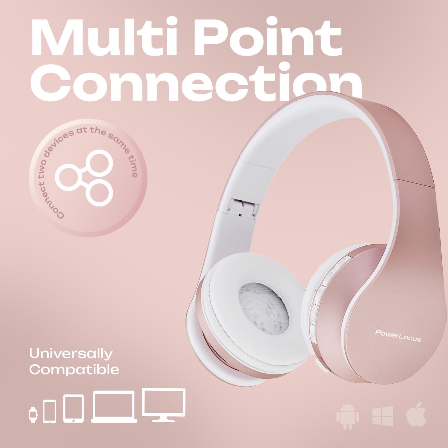 Bluetooth Over Ear Headphones Foldable Wireless Mic Case
