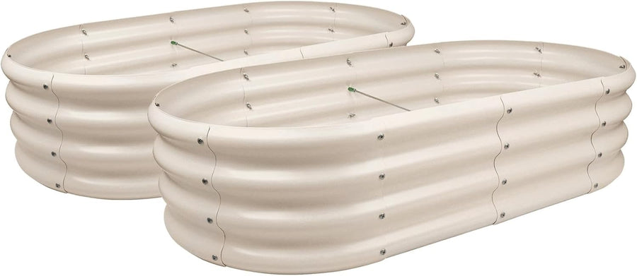 Raised Garden Bed Set 2 Steel Planter 120x60cm Ivory