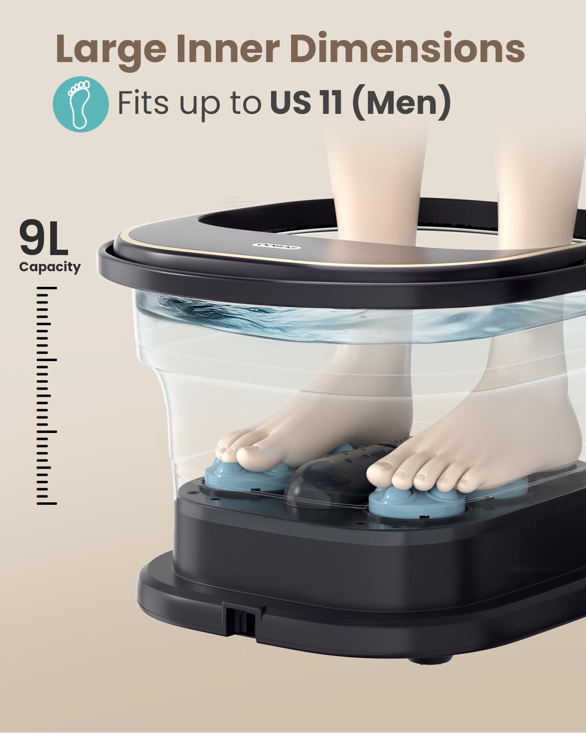 Foldable Foot Spa Bath Heat Massage Balls Remote LED Pedicure
