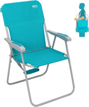 Folding Beach Chair High Back Lightweight Cyan