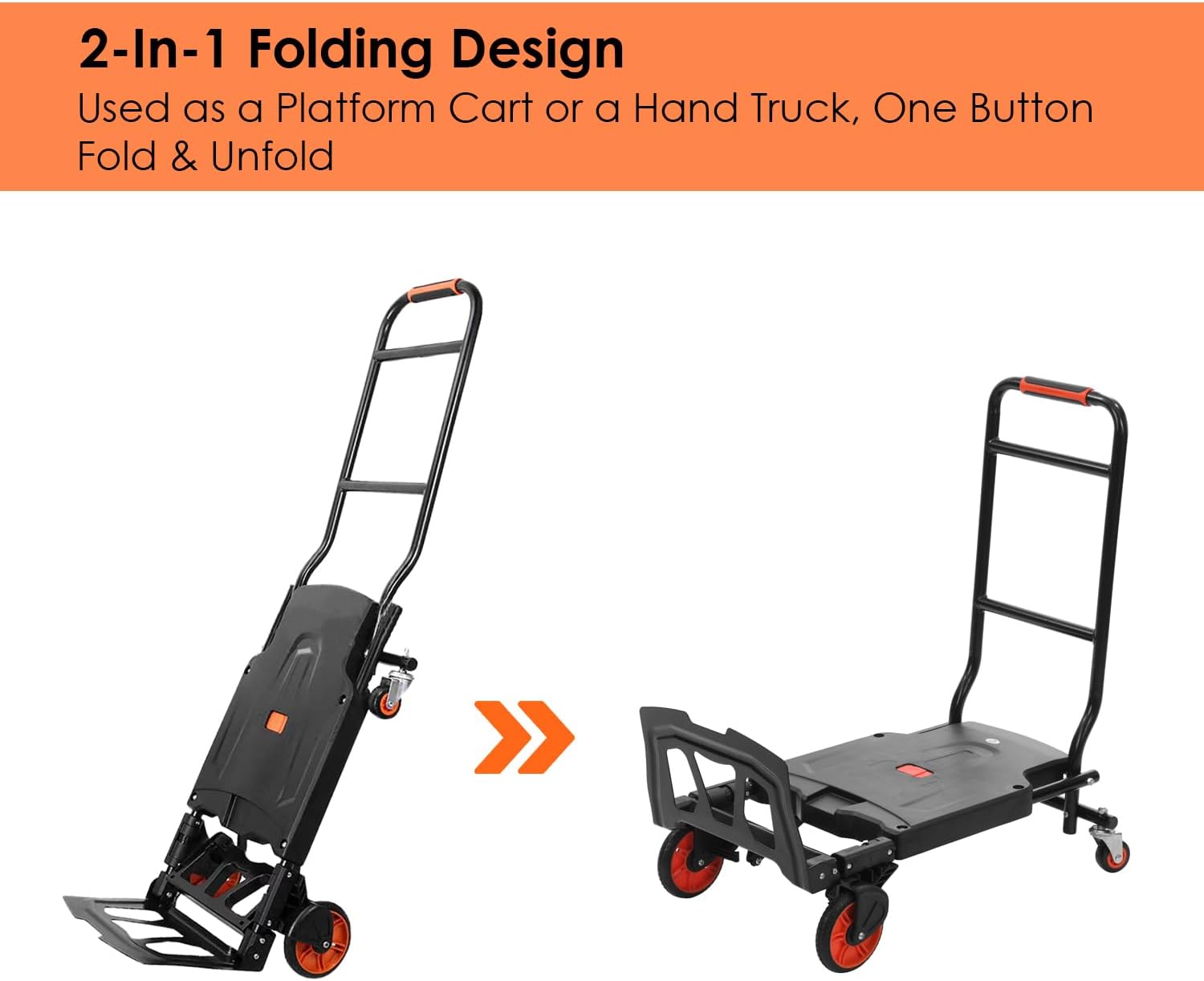 2 in 1 Folding Hand Truck Trolley 150KG Platform Dolly