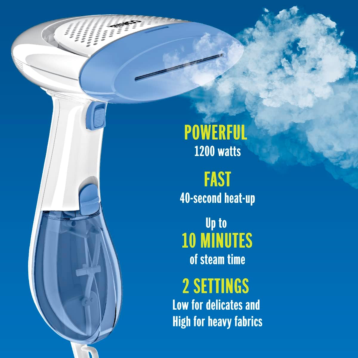 Handheld Garment Steamer Dual Heat 1110W 15min Steam Brush