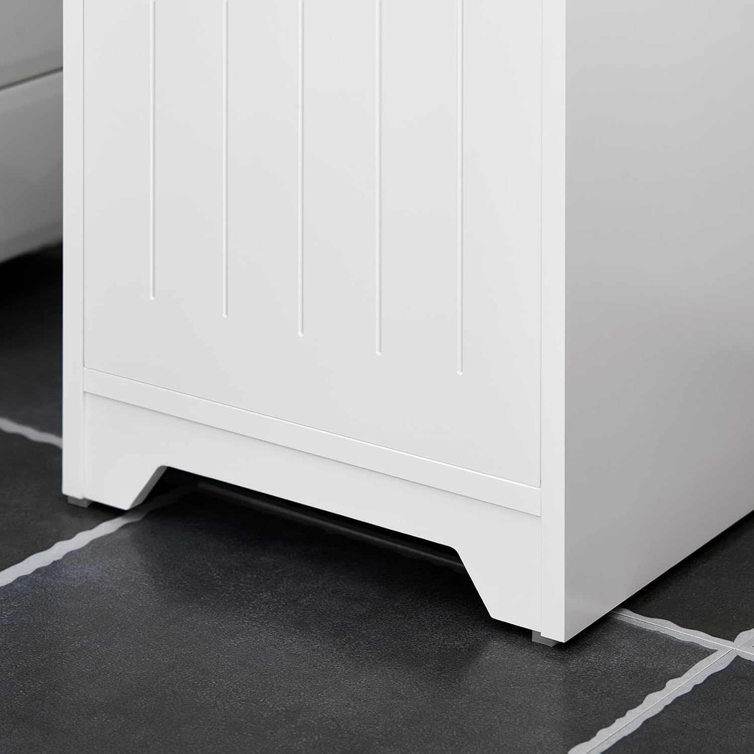 Slim Tall Bathroom Cabinet White Adjustable Shelf Unit