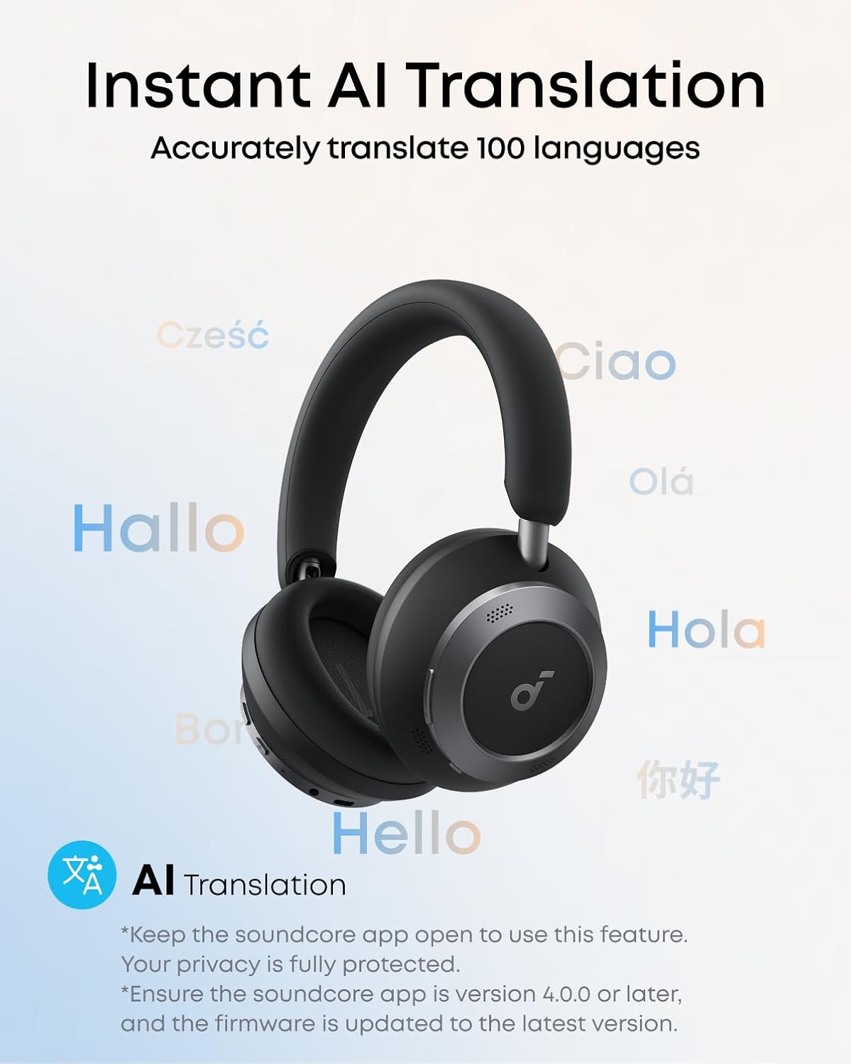 Wireless ANC Over Ear Headphones 60H Playtime Hi-Res LDAC Foldable