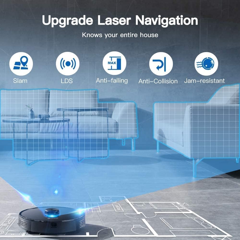 Robot Vacuum Mop 2700Pa LiDAR Mapping WiFi App Smart Clean