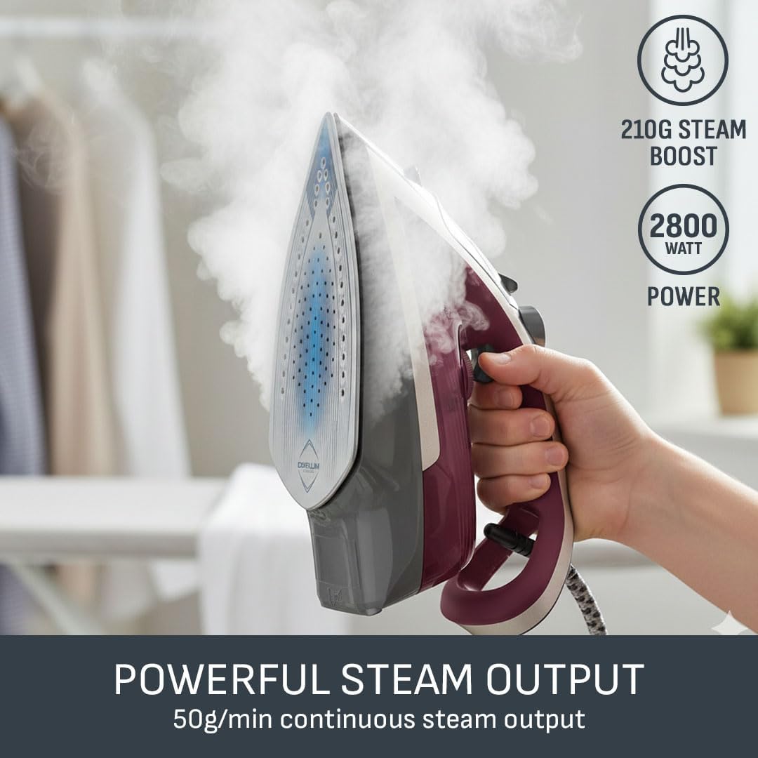 2800W Steam Iron Non Stick Soleplate Auto Shut Off Anti Drip