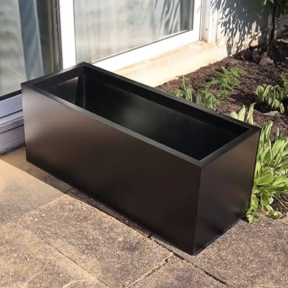 Zinc Galvanised Trough Planter 120cm Matte Black