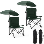 2 Pack Camping Chairs with Adjustable Umbrella