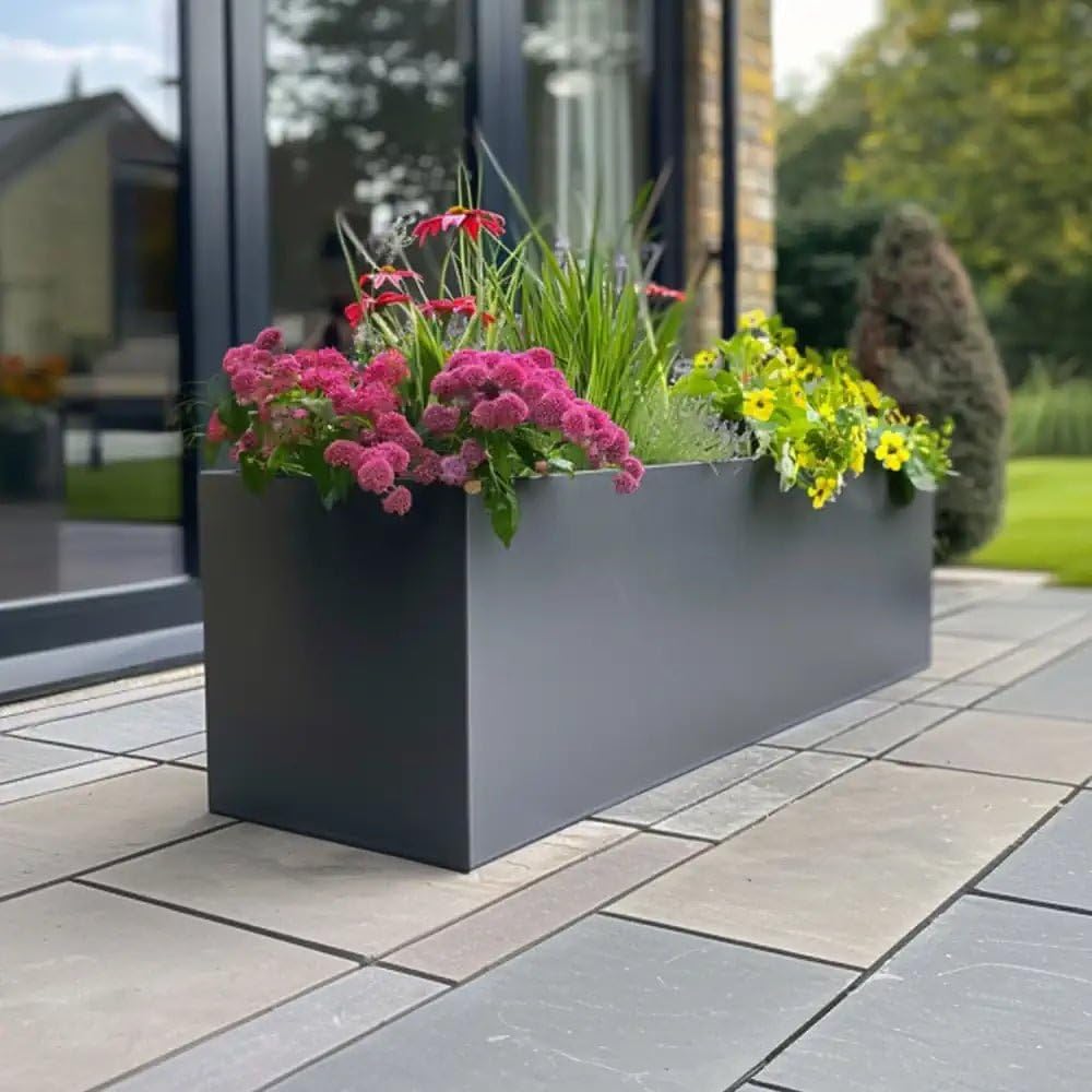 Zinc Galvanised Trough Planter 100cm Matte Grey