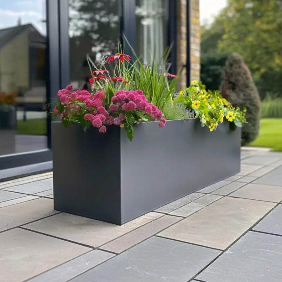 Zinc Galvanised Trough Planter 120cm Matte Grey