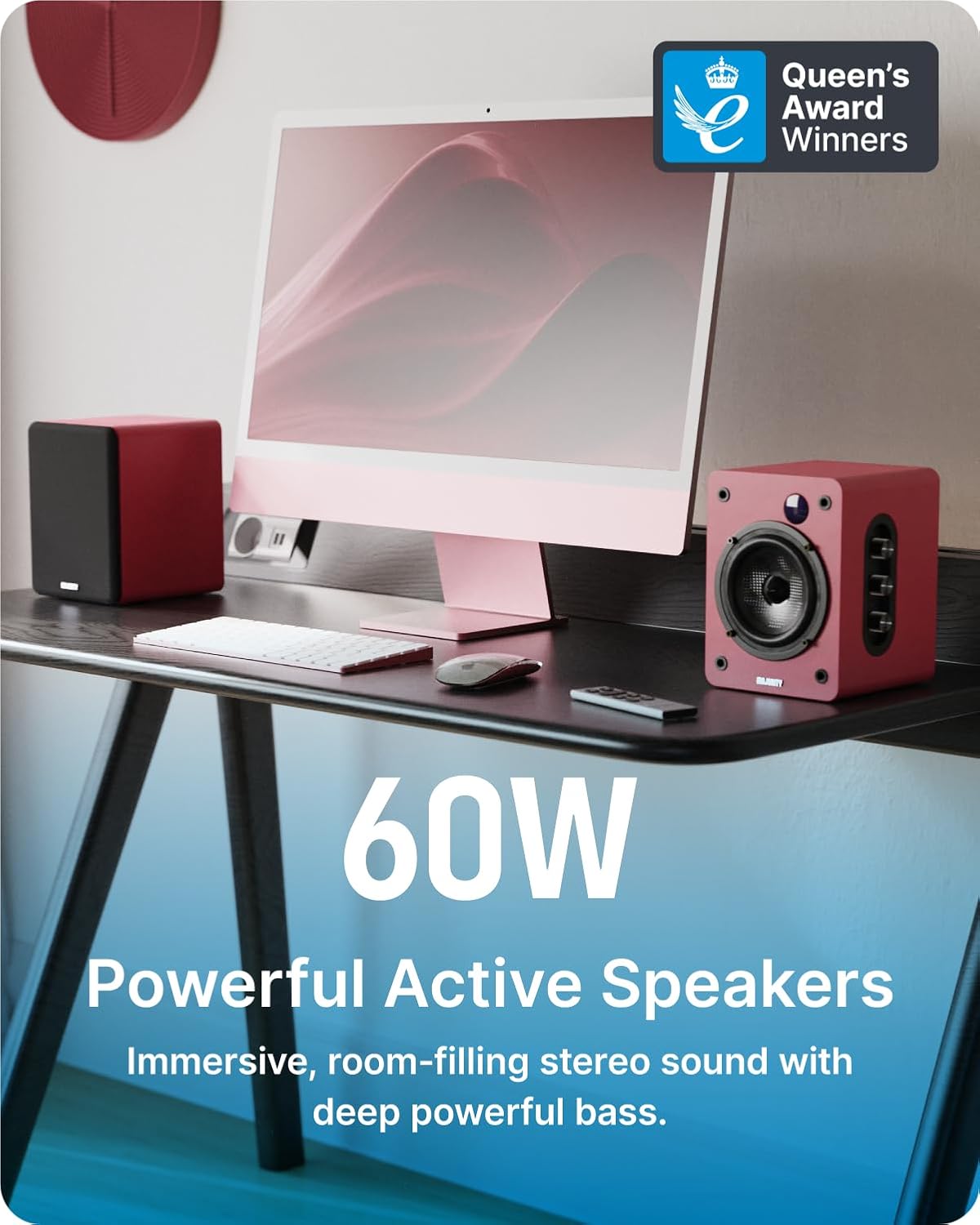 Bluetooth Bookshelf Speakers 60W HiFi HDMI ARC Optical USB