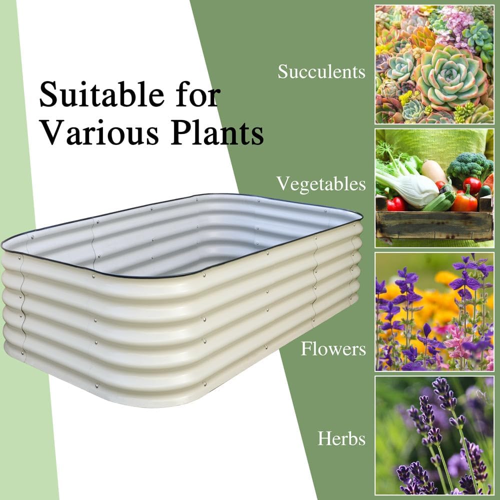 Large Raised Garden Bed 240cm Metal Planter Box 60cm High Beige