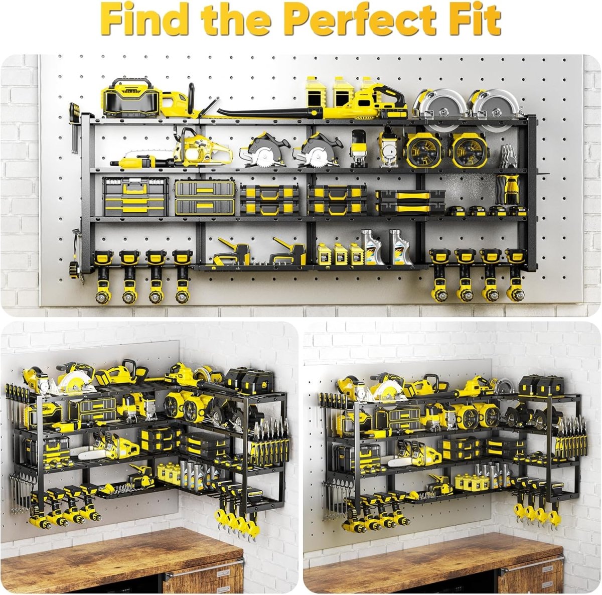 64 Inch Power Tool Organizer Wall Mount Heavy Duty 4 Tier Rack - Kwikley