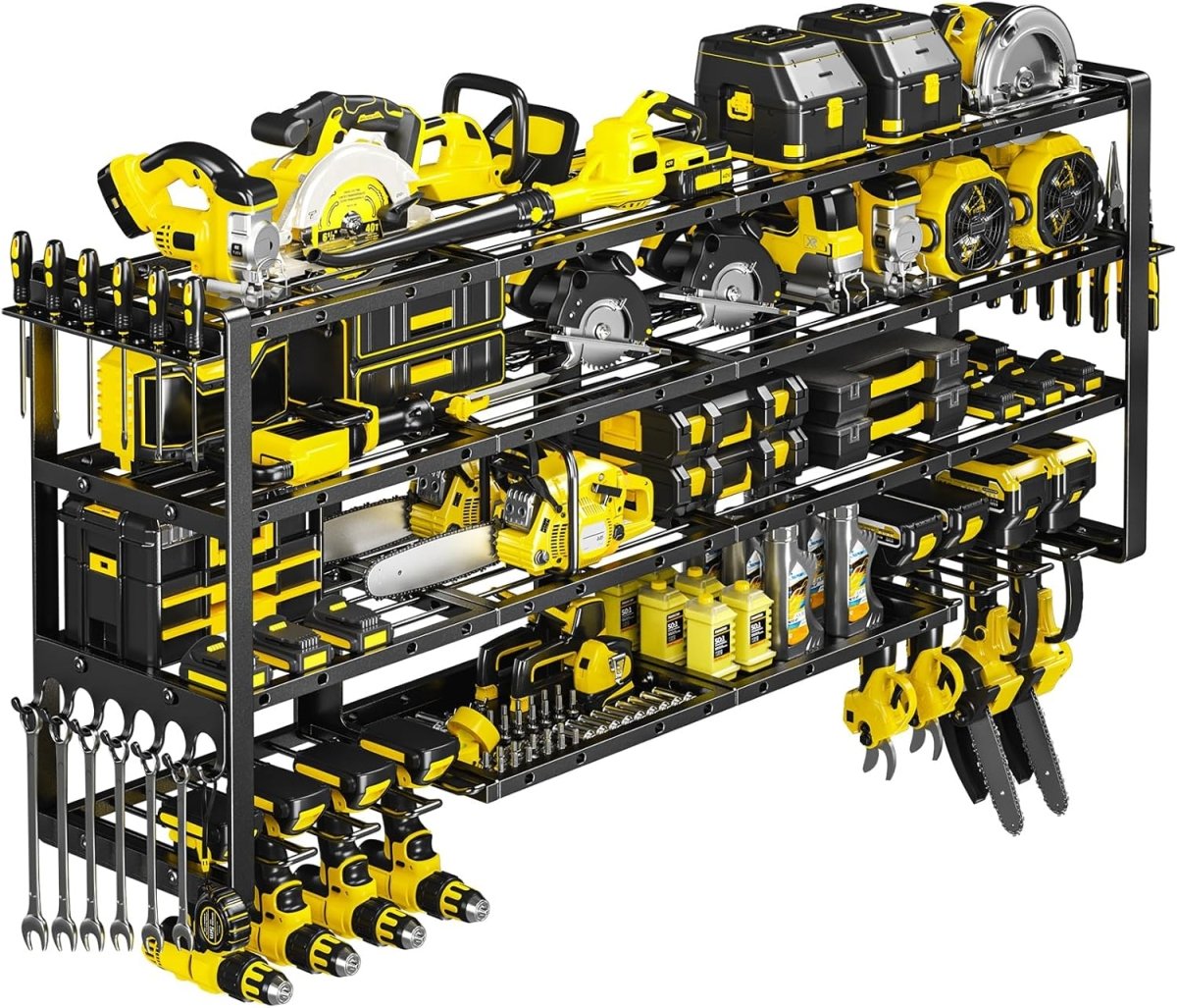 64 Inch Power Tool Organizer Wall Mount Heavy Duty 4 Tier Rack - Kwikley