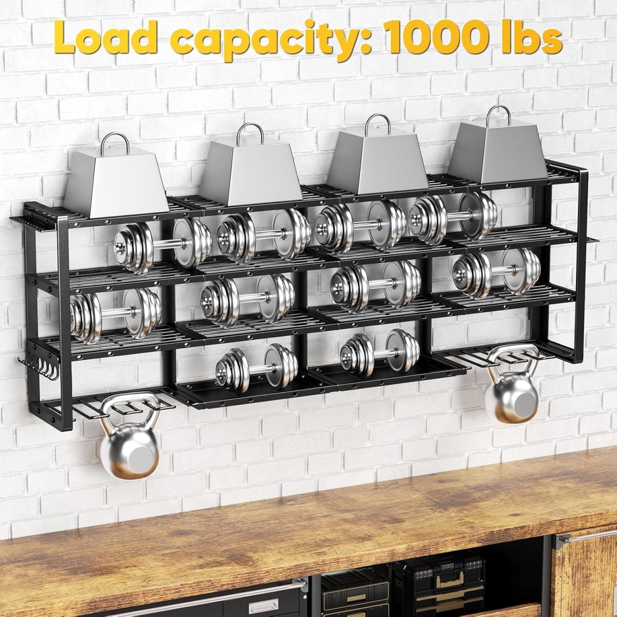 64 Inch Power Tool Organizer Wall Mount Heavy Duty 4 Tier Rack - Kwikley