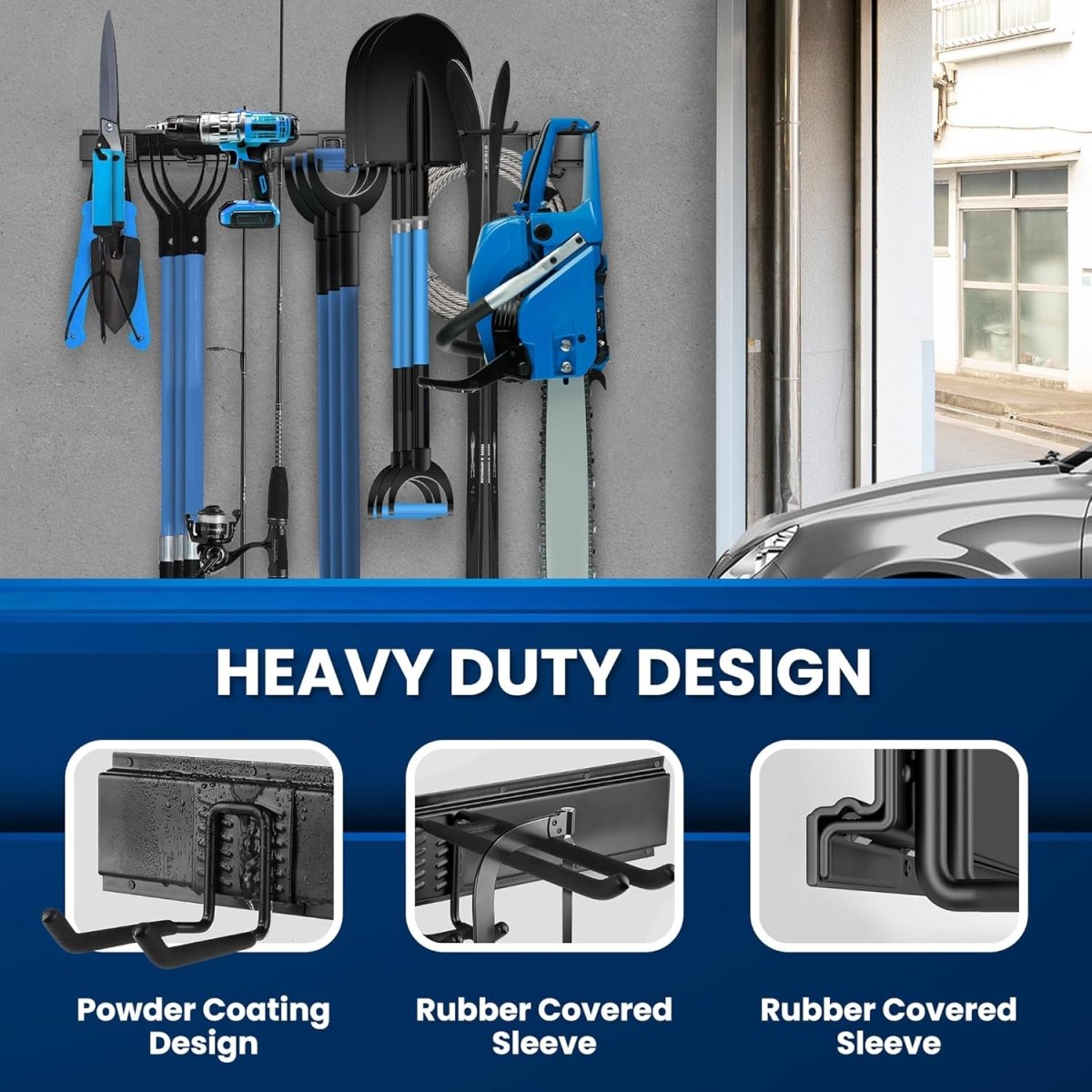 64 Inch Wall Tool Organizer Heavy Duty Garage Rack 630lbs - Kwikley