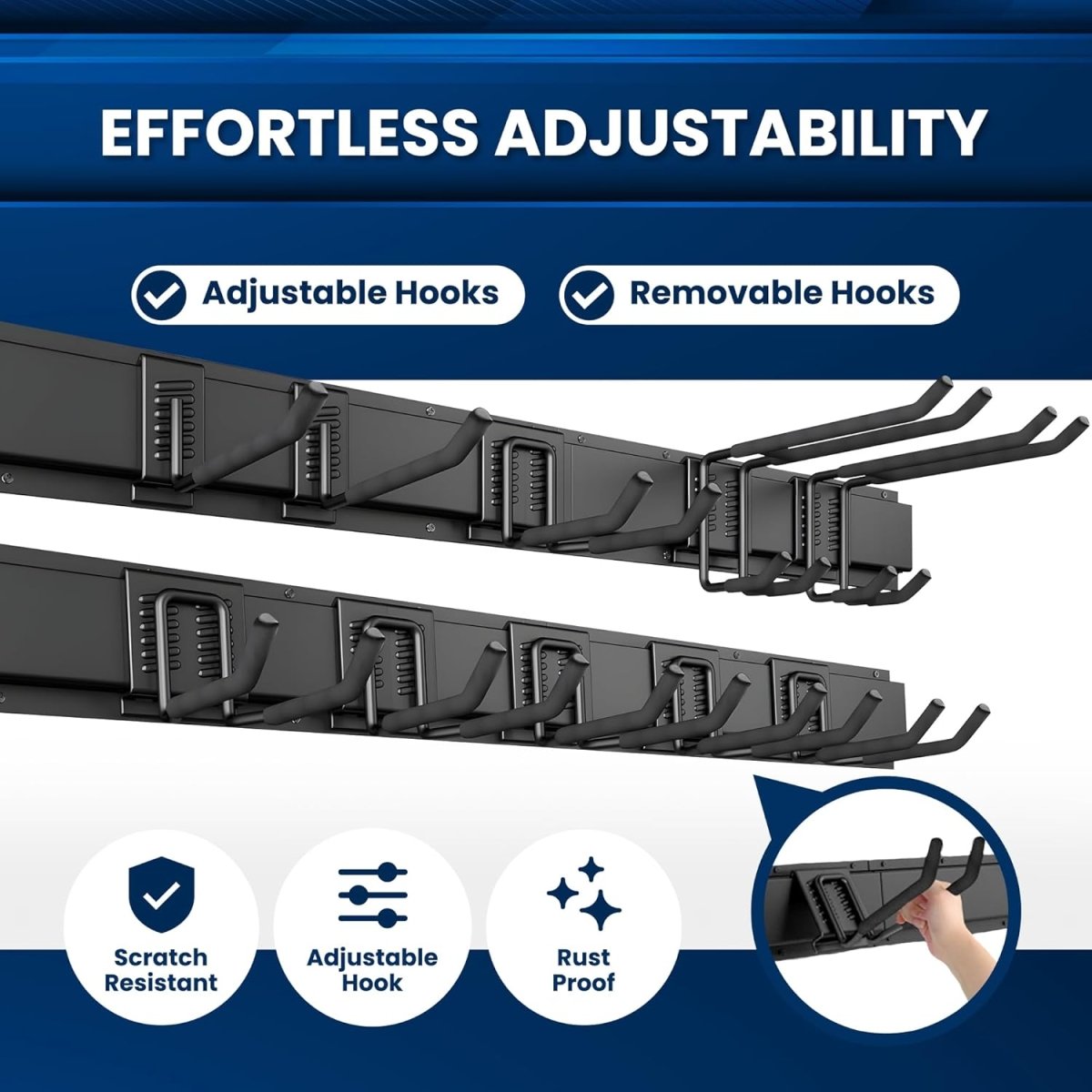 64 Inch Wall Tool Organizer Heavy Duty Garage Rack 630lbs - Kwikley