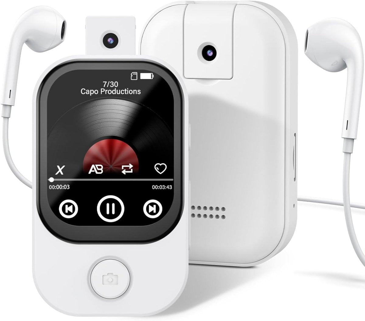 64GB MP3 Player Bluetooth 180° Camera Pedometer FM White - Kwikley