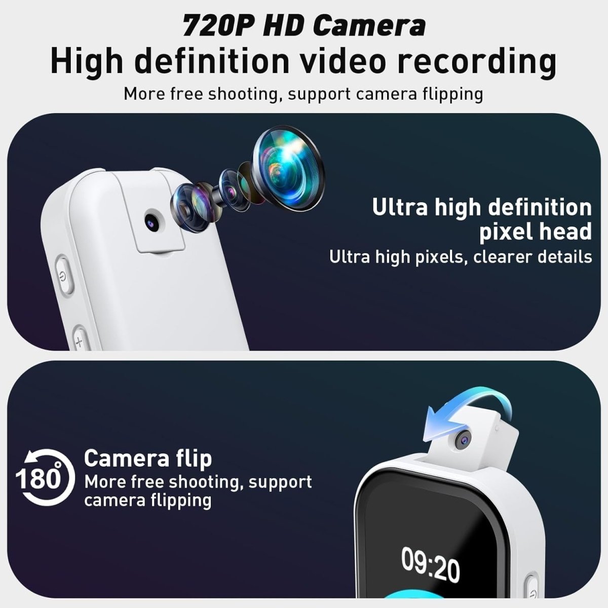 64GB MP3 Player Bluetooth 180° Camera Pedometer FM White - Kwikley