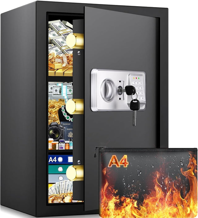 64L Digital Safe Box A4 Document Safe Alarm Security Cabinet Lock