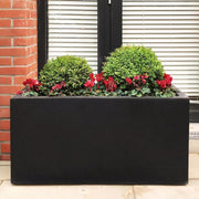 65cm Trough Planter Black Stone Effect Garden Pot 37L - Kwikley
